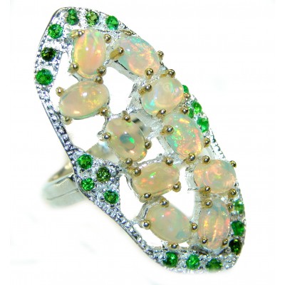 New Revolution Genuine 10.5 carat Ethiopian Opal Sapphire .925 Sterling Silver handmade Ring size 8