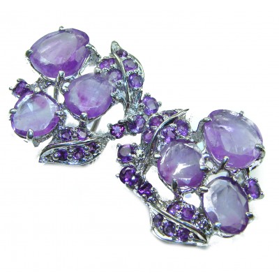 Fancy authentic Amethyst .925 Sterling Silver handcrafted earrings