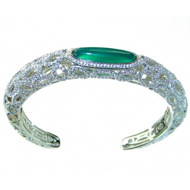 Luxurious Green Topaz .925 Sterling Silver handmade Bracelet / Cuff