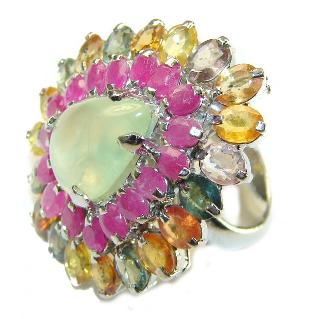Nature's Harmony Natural Prehnite .925 Sterling Silver handmade ring s. 7 1/4