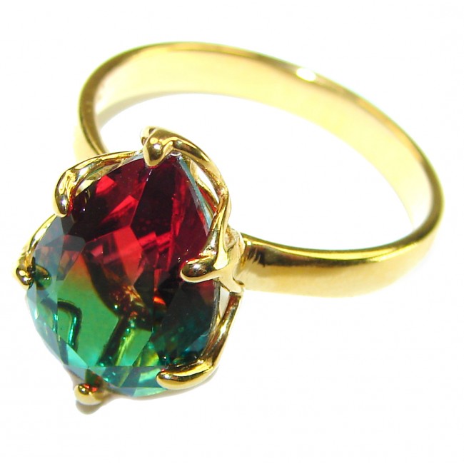 Brazilian Tourmaline 18K Gold over .925 Sterling Silver Perfectly handcrafted Ring s. 9 1/4