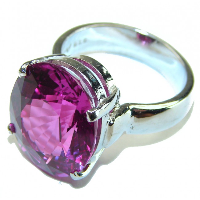 Real Diva 22.5 carat OVAL cut Pink Topaz .925 Silver handcrafted Cocktail Ring s. 8 1/4