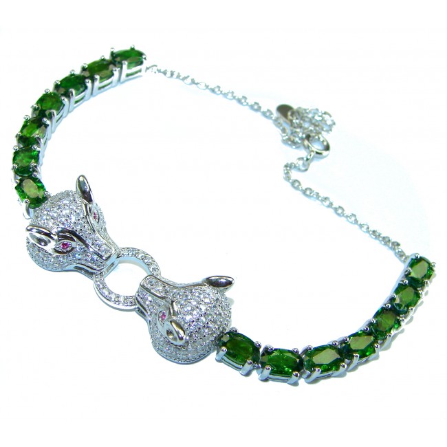 Luxurious Natural Chrome Diopside .925 Sterling Silver handcrafted Bracelet