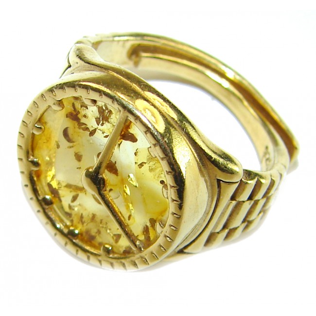 It's 4 O'Clock Somewhere Watch Authentic Baltic Amber .925 Sterling Silver handcrafted ring; s. 6 1/4