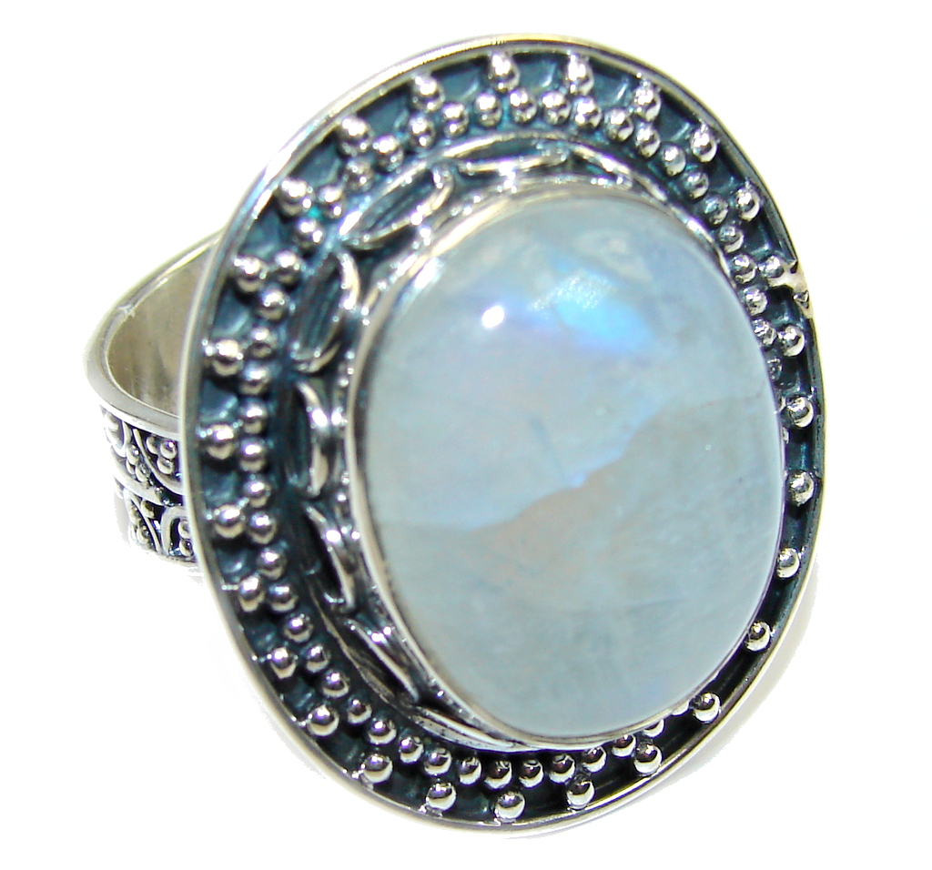 Fire Moonstone Sterling Silver ring size adjustable - SilverRushStyle ...