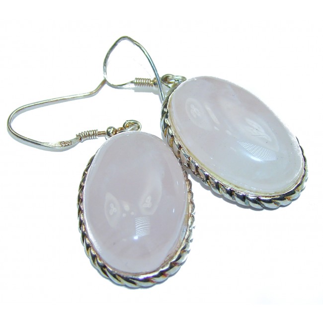 Authentic Rose Quartz .925 Sterling Silver handmade earrings