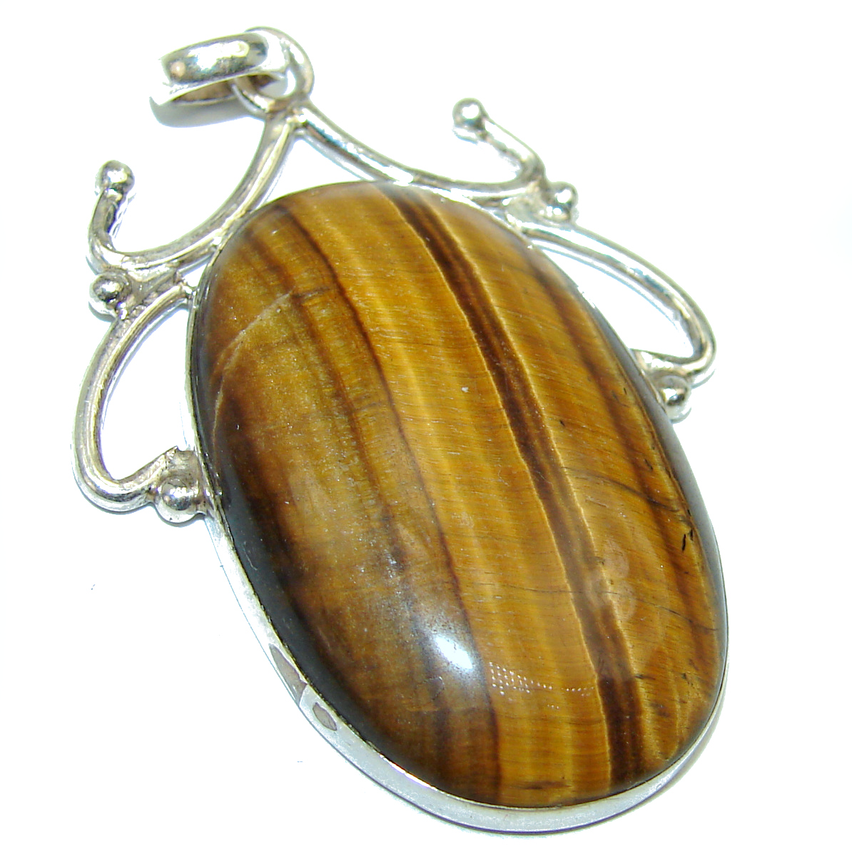 Hand Crafted, Jewelry, Gold And Tiger Eye Stone Necklace