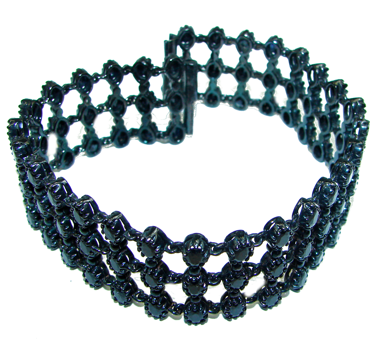 Luxurious Style Authentic Sapphire black rhodium over .925 Sterling Silver handmade  Bracelet