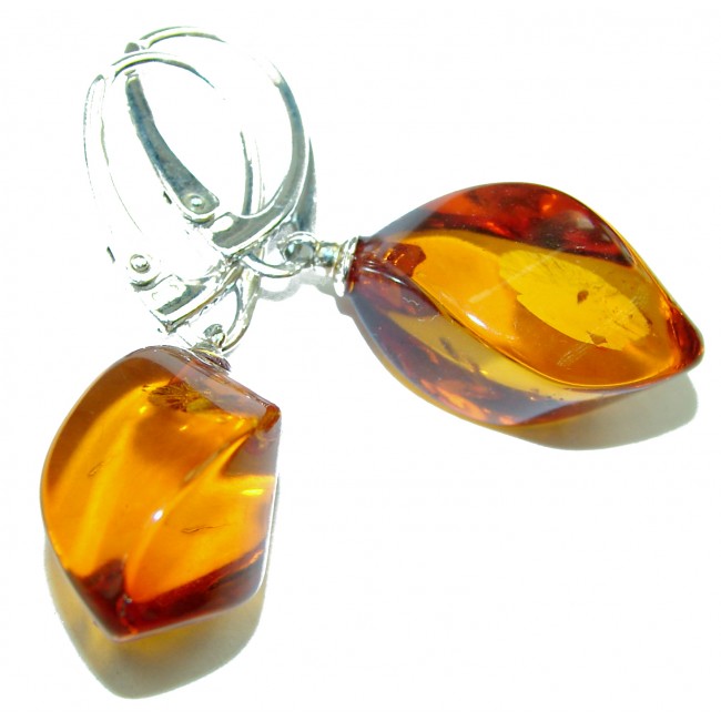 Bohemian Style Baltic Polish Amber .925 Sterling Silver Earrings