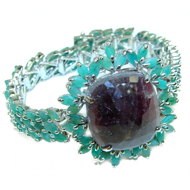 Designer Silver Plated Emerald American Diamond Bracelet
