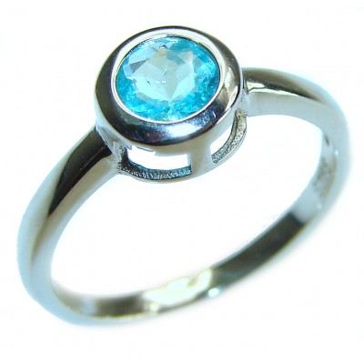 Aqua Swiss Blue Topaz .925 Sterling Silver handmade ring s. 7