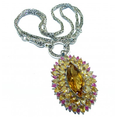 Glorious Vintage Design Best quality authentic Citrine .925 Sterling Silver handmade necklace