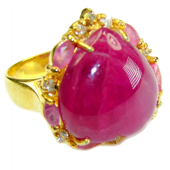 Incredible Quality Red Heart Authentic Ruby 18K Gold over .925 Sterling Silver handcrafted Ring size 8 1/2