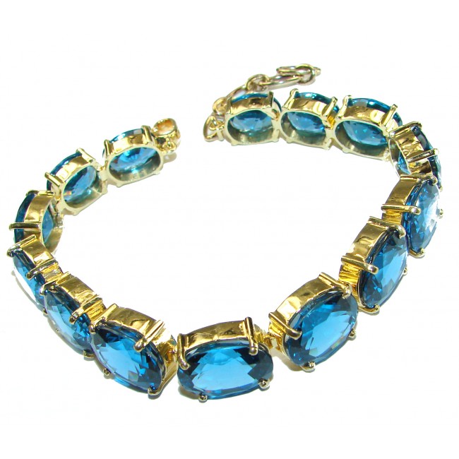 Blue Brilliance London Blue Topaz 14K Gold over .925 Sterling Silver handcrafted Bracelet