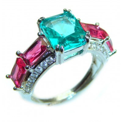 Classic Beauty Green Topaz .925 Sterling Silver handcrafted Ring s. 8