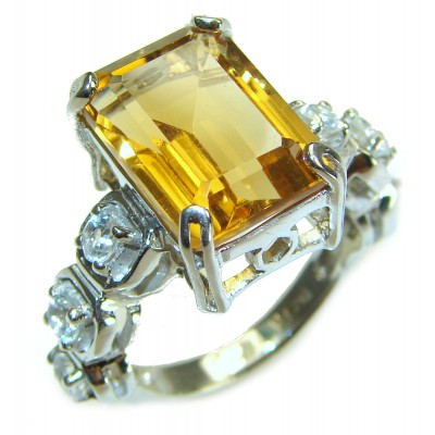 Authentic Citrine .925 Sterling Silver handmade Cocktail Ring s. 6 3/4