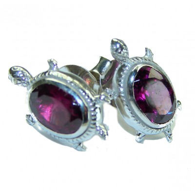 Cute Turtles Authentic 6.5ct Garnet .925 Sterling Silver handmade earrings