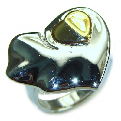 Two Hearts .925 Sterling Silver Handcrafted Ring size 6