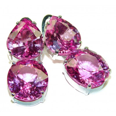 A Spark of Sweetness Hot Pink Topaz .925 Sterling Silver handcrafted Statement earrings