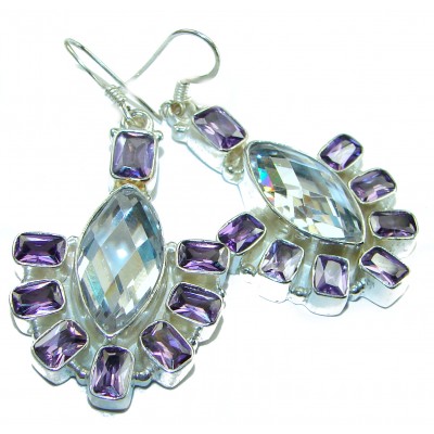 Her Majesty authentic Whiet Topaz .925 Sterling Silver Handcrafted earrings
