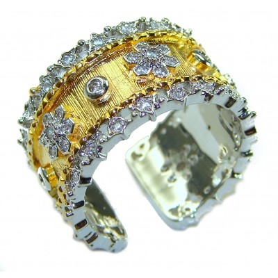 White Topaz 14K Gold over .925 Sterling Silver handcrafted ring; s. 9