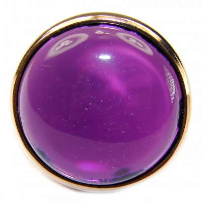 Purple Full Moon Amethyst 14K Gold over .925 Sterling Silver Handcrafted Large Ring size 8