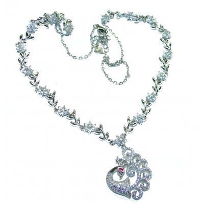 Graceful Swan White Topaz .925 Sterling Silver handcrafted necklace