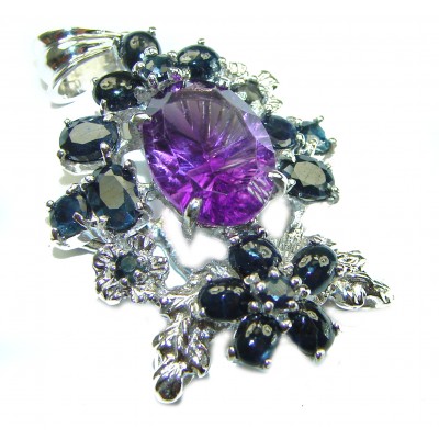 Amethyst and Sapphire .925 Sterling Silver handmade Pendant