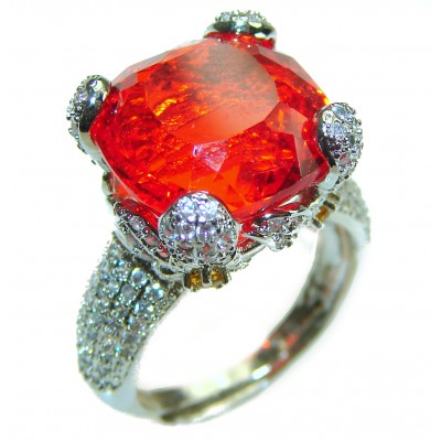 Red Passion incredible Topaz .925 Sterling Silver handmade Large Ring s. 7