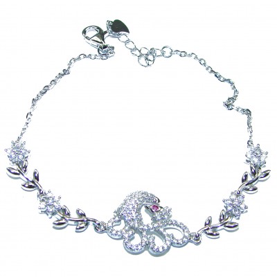 Graceful Swan White Topaz .925 Sterling Silver handcrafted Bracelet