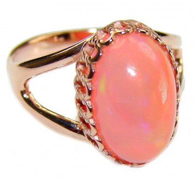 Pink Galaxy Ethiopian Opal 18K Rose Gold over .925 Sterling Silver handcrafted Ring size 6
