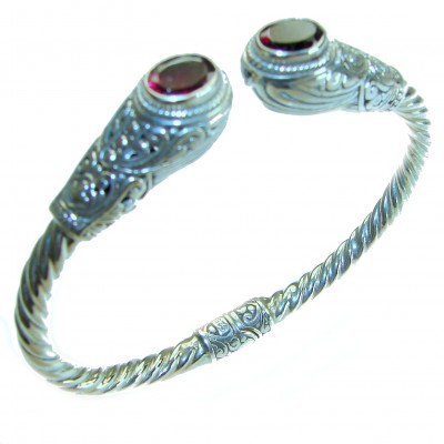 Bali Legacy authentic Garnet Floral Bracelet in .925 Sterling Silver