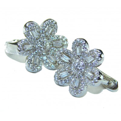 Precious Flowers authentic White Topaz .925 Sterling Silver Earrings