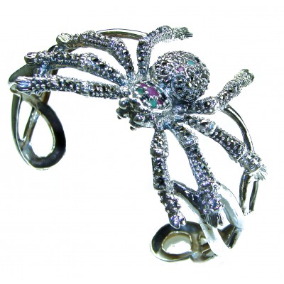 Black Widow Spider .925 Sterling Silver handmade Bracelet / Cuff