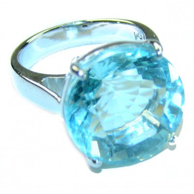 Authentic Aquamarine .925 Sterling Silver Handcrafted Ring size 6