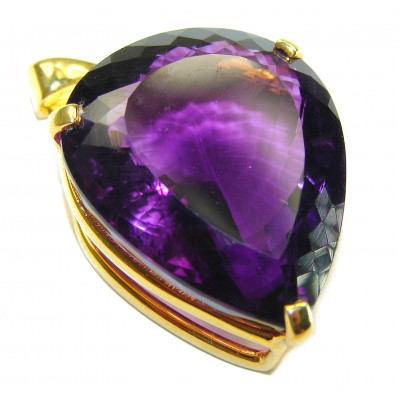 45.5 carat Perfect Amethyst 18k Gold over .925 Sterling Silver handcrafted Pendant