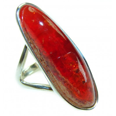 A Beauty of Nature Natural Mexican Fire Opal .925 Sterling Silver handmade ring size 10 1/4