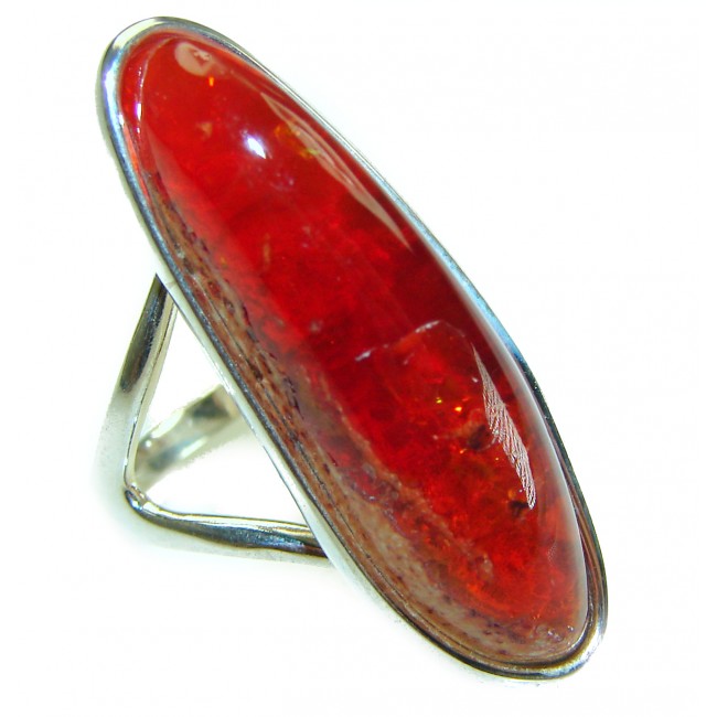 A Beauty of Nature Natural Mexican Fire Opal .925 Sterling Silver handmade ring size 10 1/4