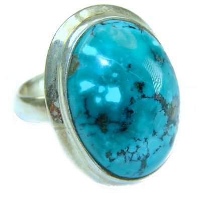 Arizona Beauty authentic Turquoise .925 Sterling Silver large handcrafted Ring size 7