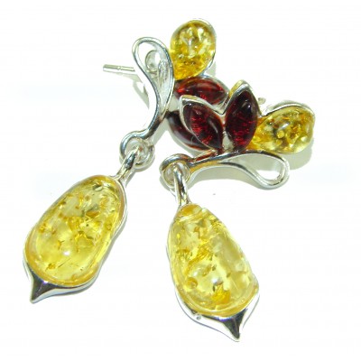 Golden Drops Baltic Polish Amber .925 Sterling Silver earrings