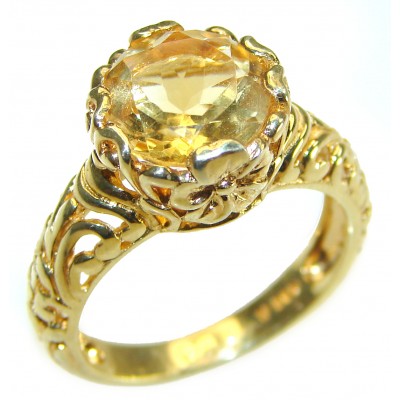 Authentic Citrine 14K Gold over .925 Sterling Silver handmade Cocktail Ring s. 9
