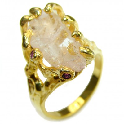 A Cosmic Power Genuine Rough Citrine 14K Gold over .925 Sterling Silver handmade Ring size 8