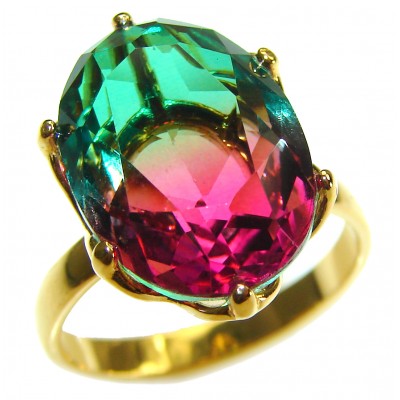 Brazilian Tourmaline 18K Gold over .925 Sterling Silver Perfectly handcrafted Ring s. 9 1/4