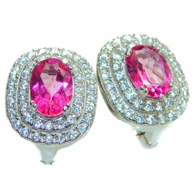 Precious Pink Sapphire .925 Sterling Silver entirely handmade earrings
