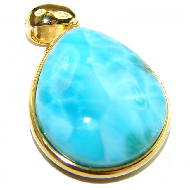 Natural Larimar 14K Gold over .925 Sterling Silver handcrafted pendant