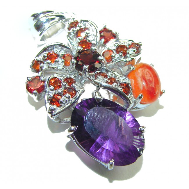 Fancy African Amethyst .925 Sterling Silver handmade Pendant