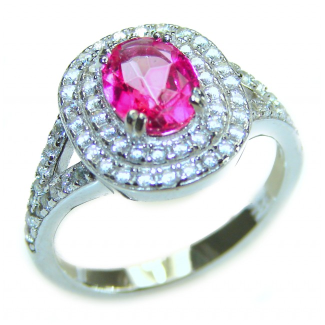 Perfect and Simple Pink Sapphire .925 Sterling Silver Ring s. 7