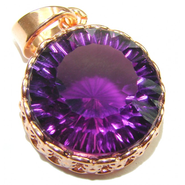 15.5 carat Perfect Amethyst 18k Rose Gold over .925 Sterling Silver handcrafted Pendant