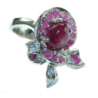 Luxurious Style Red Ribbon Ruby .925 Sterling Silver handmade Ring 9