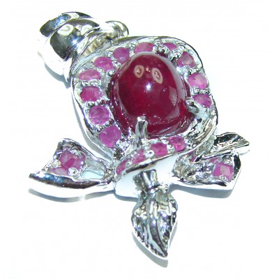 Luxurious Style Red Ribbon Ruby .925 Sterling Silver handmade Pendant